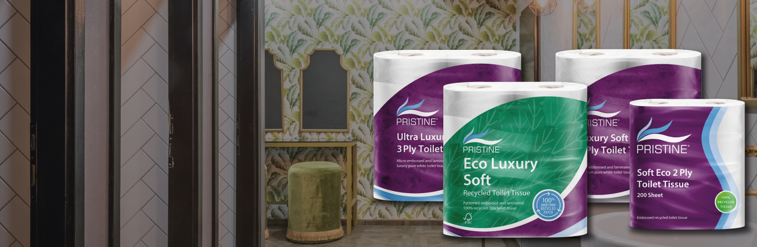 Packets of toilet roll in bathroom