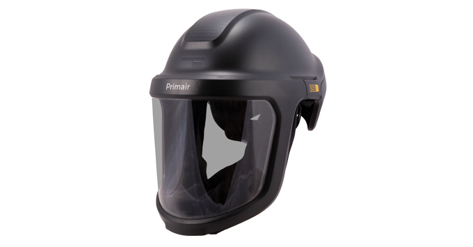 hard hat with face seal and breathing tube 