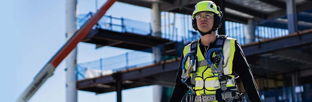 Man wearing fall protection PPE