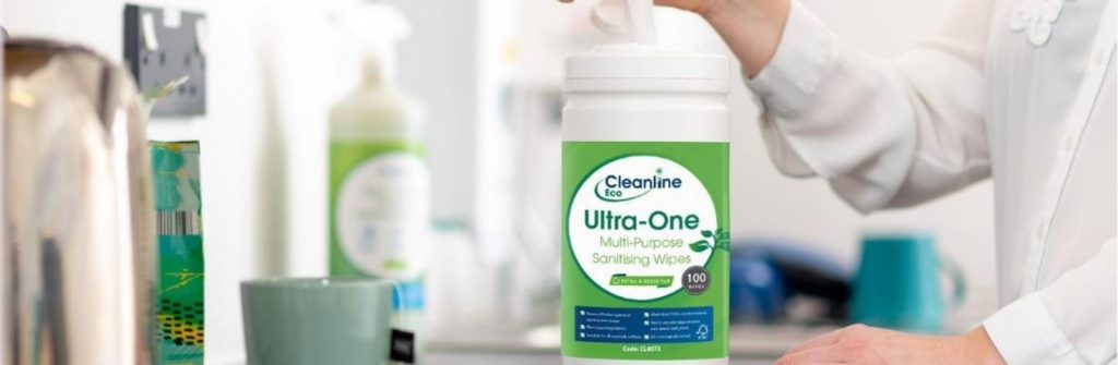 woman using cleaning wipes