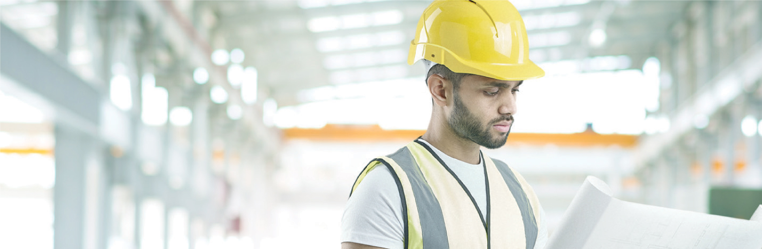 Man wearing PPE on a construction site