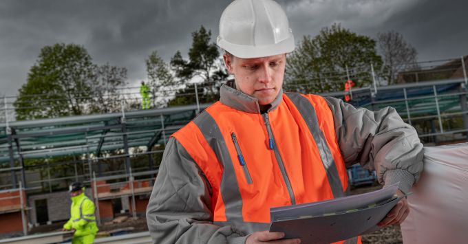 Man wearing PPE on a construction site
