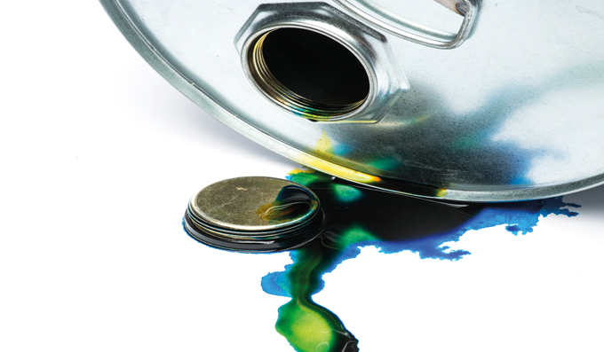 Oil spill out of a can 