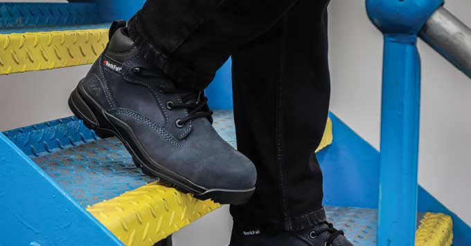 Woman wearing safety boots