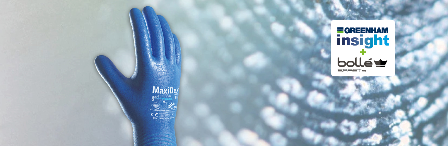 glove on blue background